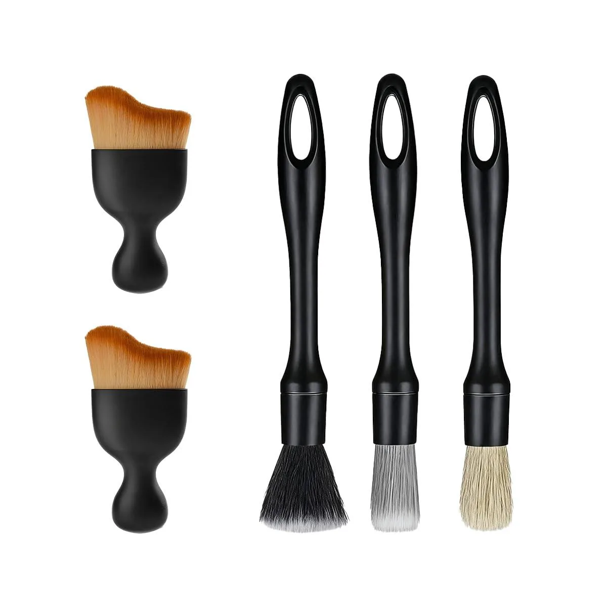 FALVFUN Car Detailing Brush Kit Interior Care 5PCS Black — product photo