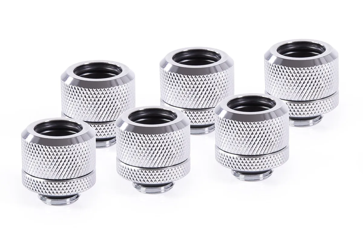 Alphacool Alphacool Eiszapfen 14mm HardTube Compression Fitting G1/4 Knurled Chrome Sixpack — product photo