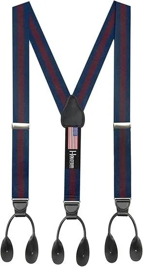 Hold'Em Hold'Em Suspenders Regimental Stripe Navy 1.25" 46 — product photo