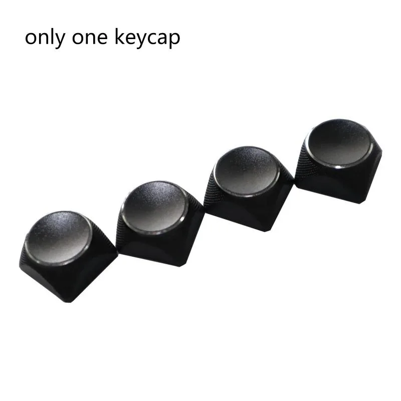 Single gray XDA-profile metal keycap with multicolor gradient finish, approximately 1.8 cm square