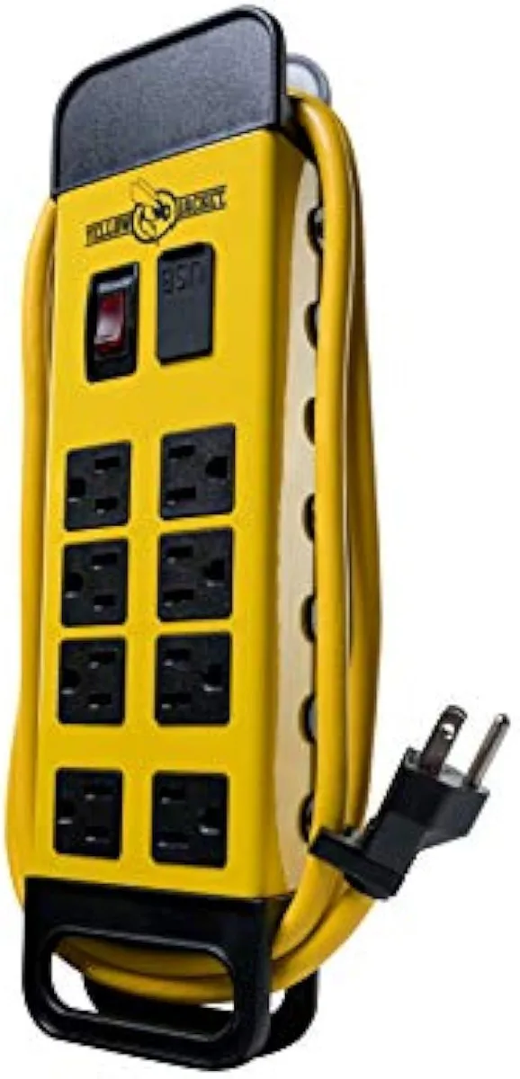 TAURKENAM TAURKENAM 5148 8-outlet power adapter with 2 USB ports, yellow — product photo