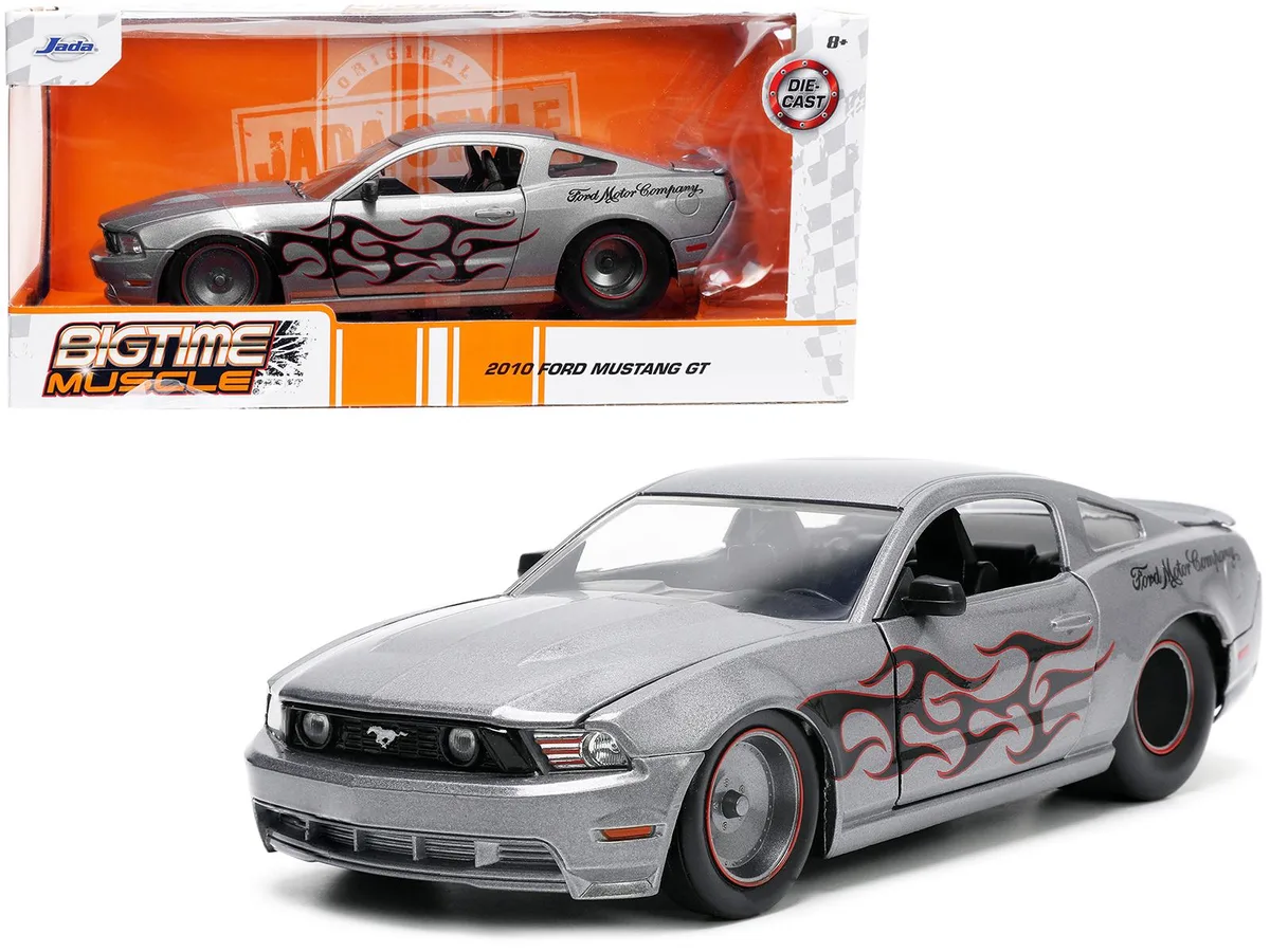 Jada Jada 2010 Ford Mustang GT 1/24 Gray Metallic with Flames 34039 — product photo