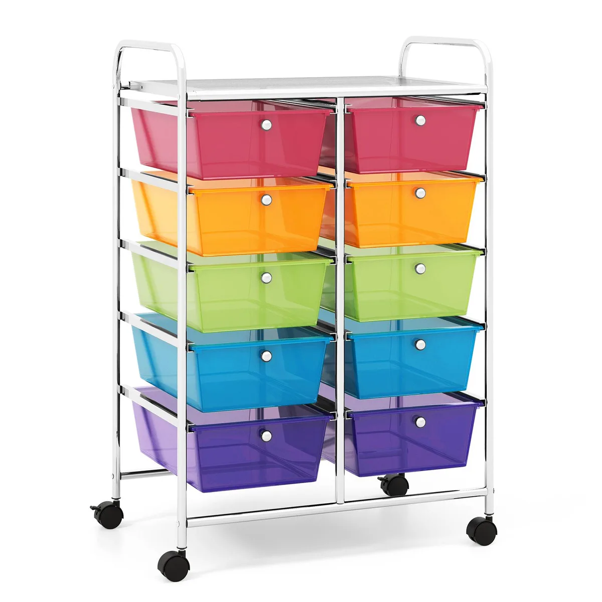 SlickBlue SlickBlue 10-Drawer Rolling Storage Cart Transparent Multicolor 26x14.5x34in — product photo
