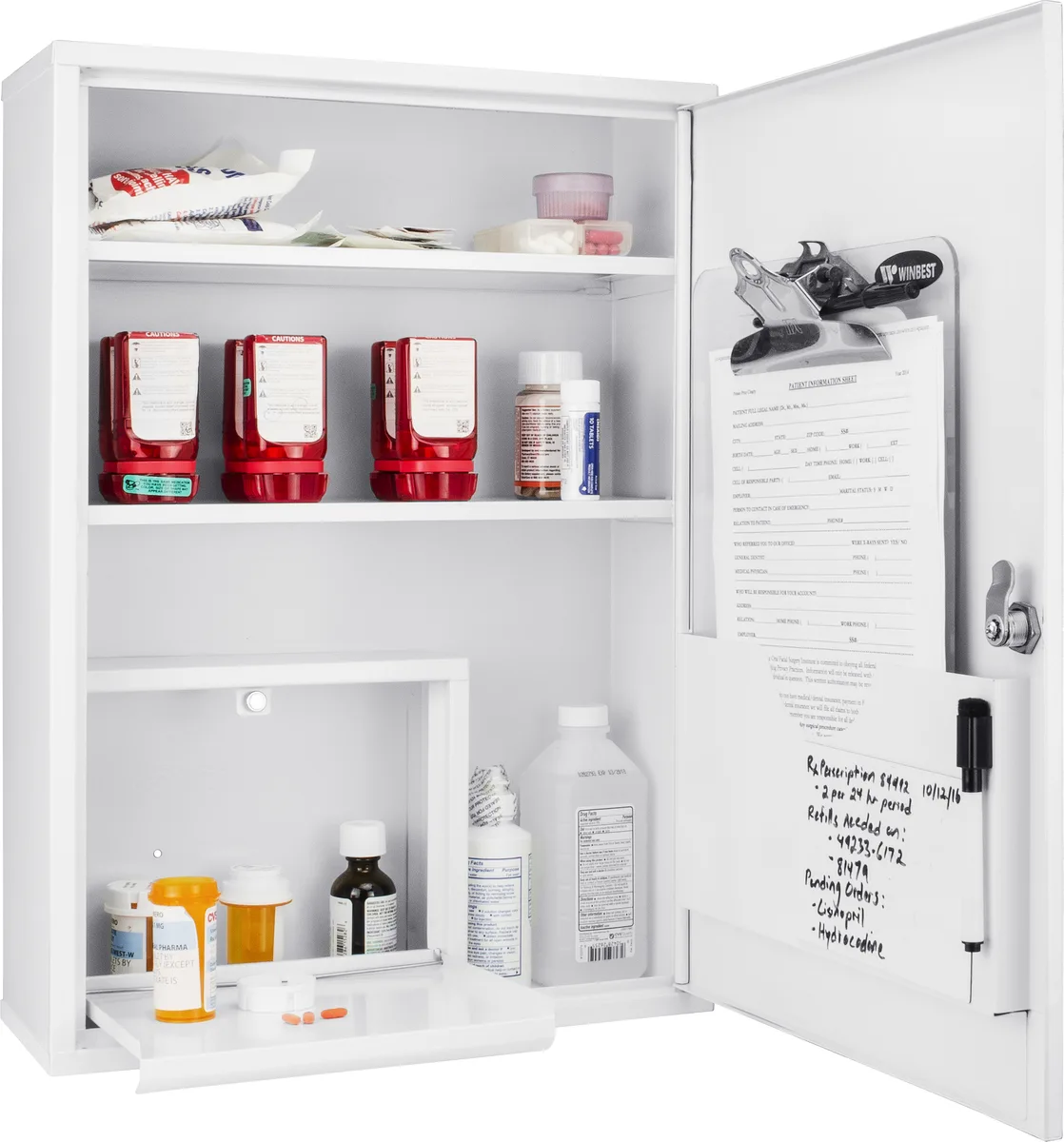 BARSKA BARSKA Large Medical Cabinet 15 x 20 In White Steel 3 Shelves Key Lock — product photo