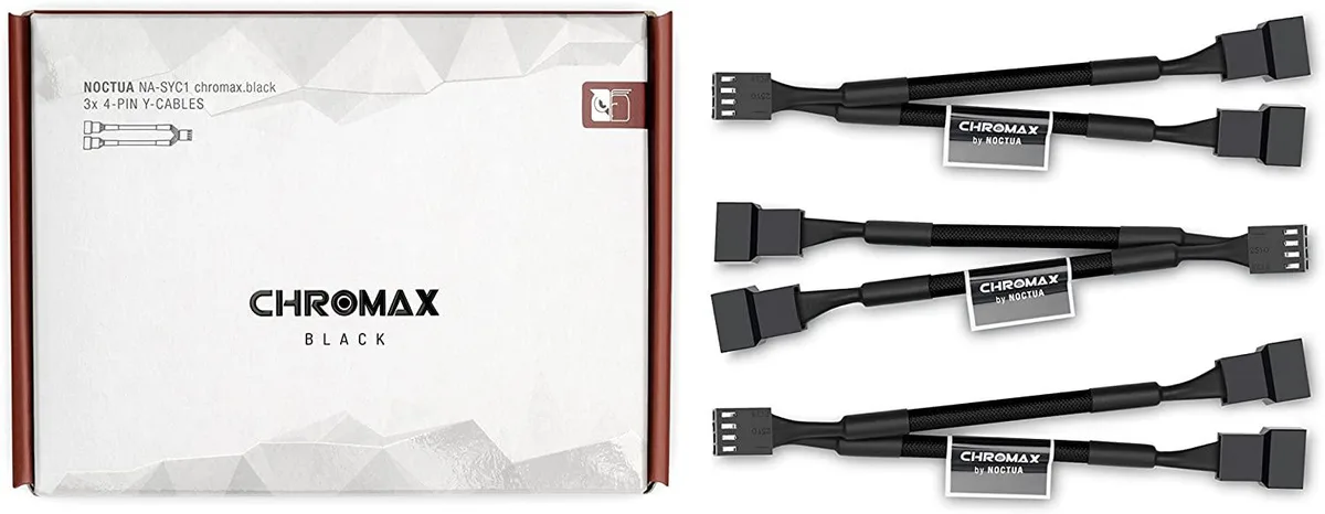 Corn Electronics Corn Electronics 4 Pin PWM Fan Y Splitter Cable 3 Pack Black — product photo