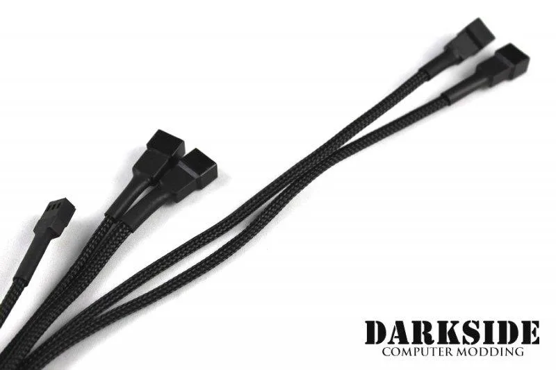 Darkside Computer Modding Darkside Computer Modding 3-Pin Dual Push-Pull Radiator Fan Power Y-Cable Splitter Jet Black 40cm DS-0099 — product photo