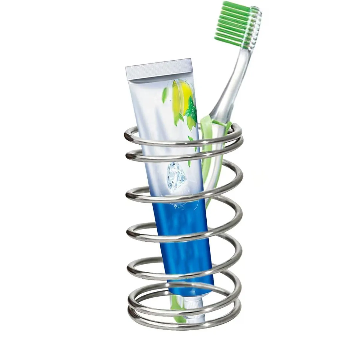 Stainless steel toothbrush holder in painted silver finish
