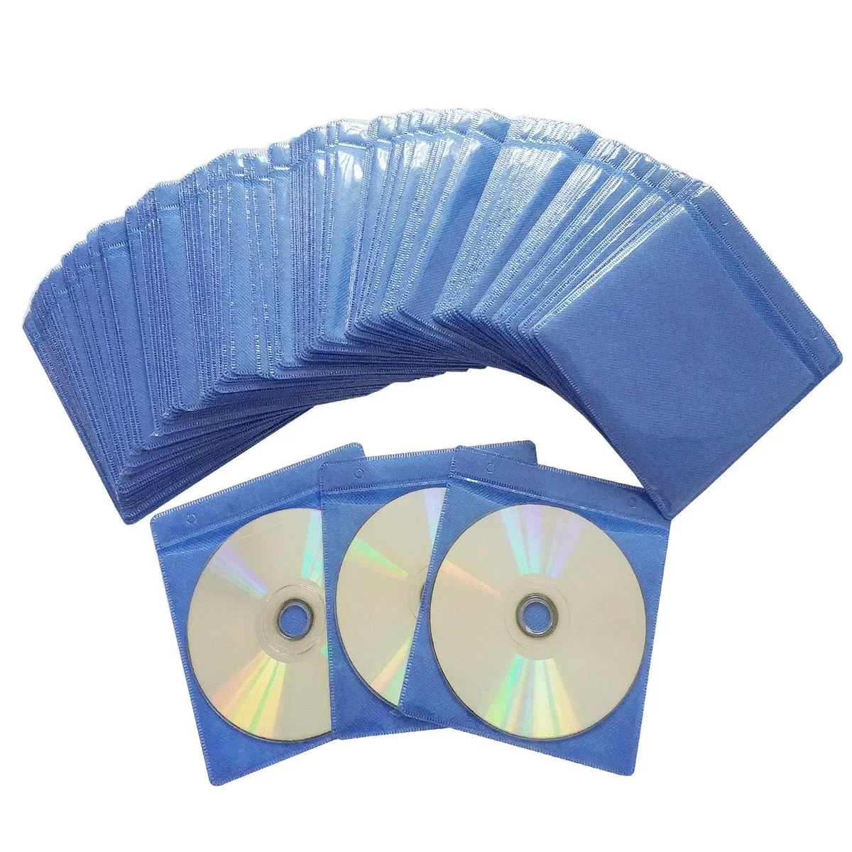  Fellowes CD Sleeves Bag 100 Pack Double-Sided Blue — product photo