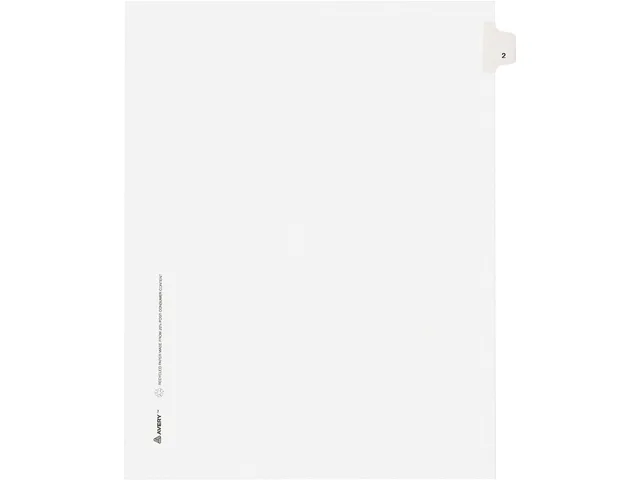 Avery Avery 11912 Legal Side Tab Dividers Title 2 Letter White 25 Pack — product photo