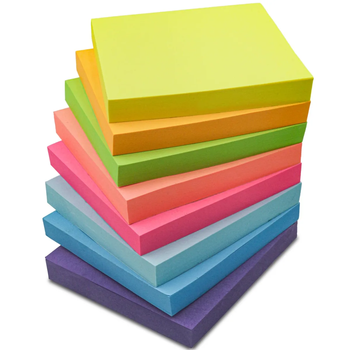 Eight square pads in bright colours, 100 sheets each, 800 total