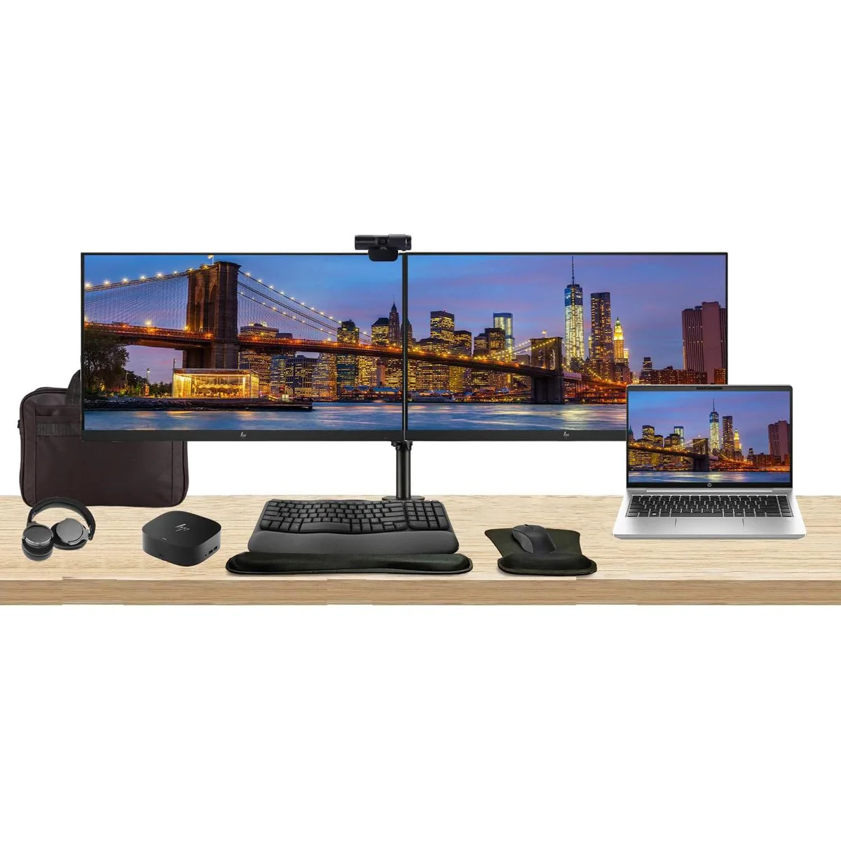 HP HP ProBook 445 G10 14" Ryzen 7 16GB 512GB Bundle 2x27" Monitors Dock Peripherals — product photo