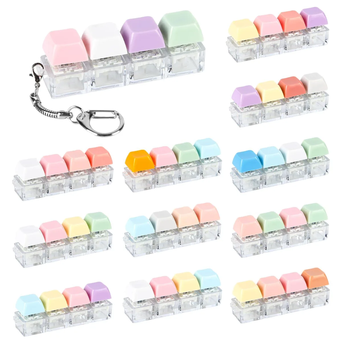  yisncka apx001 12-Pack Keyboard Fidget Keychain 4-Key ABS Maroon — product photo