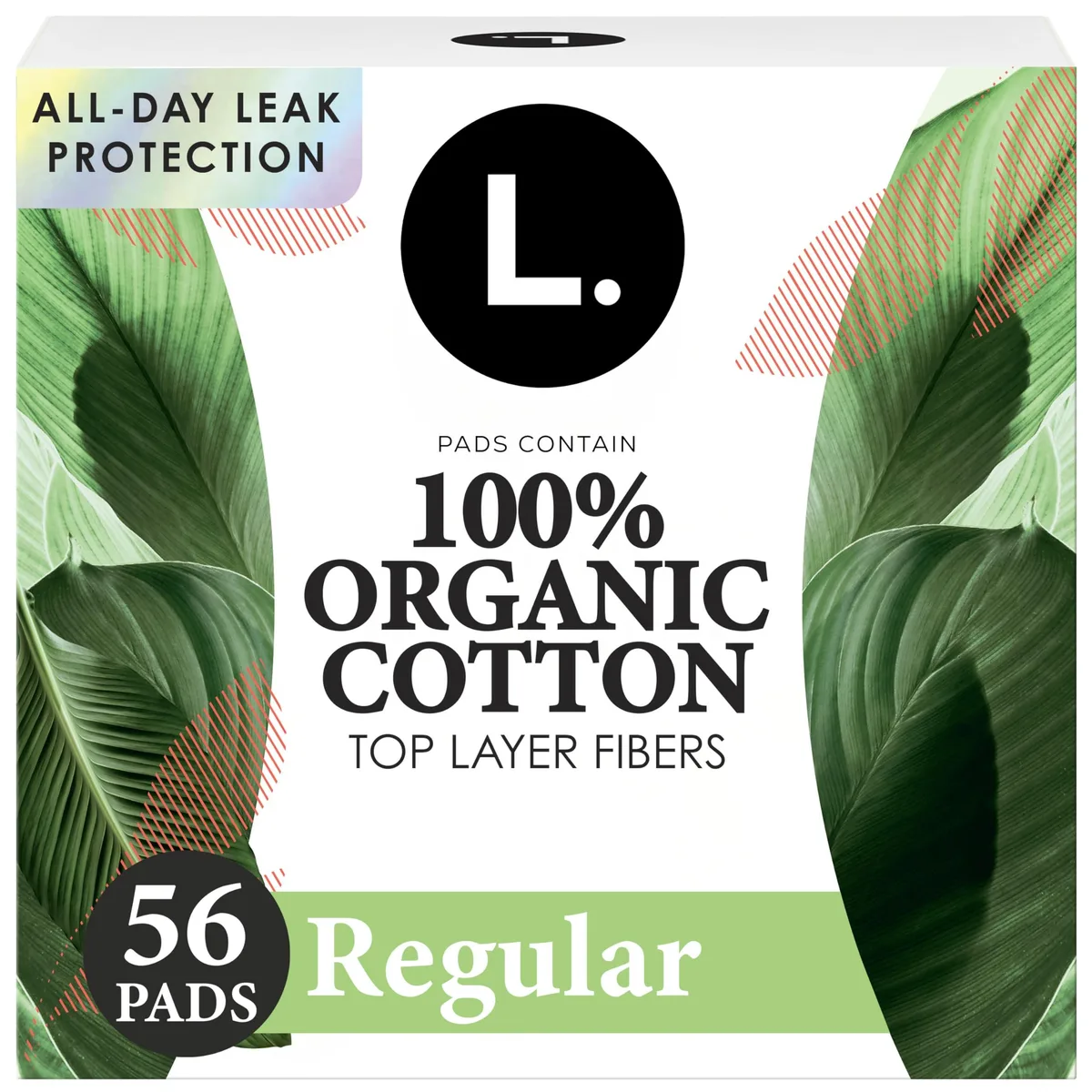  This is L. Organic Cotton Ultra Thin Pads Regular 56 Count — product photo