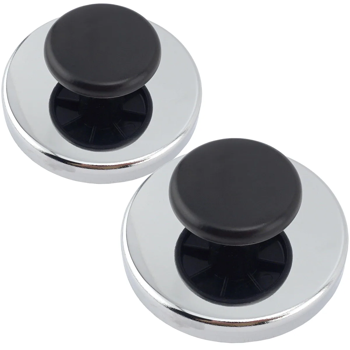 Avery HMKR-80X2 Master Magnetics round base magnet with knob 95 lb pull 3.2 mm 1.41 mm 1.75 mm chrome 2-pack — product photo