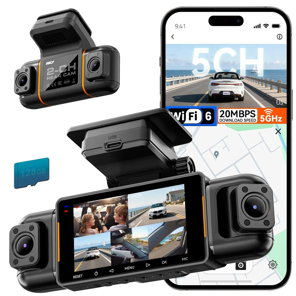 Bolton Technical Bolton Technical N9 5 Channel 360 Dash Cam 1080P 12 IR GPS Wi-Fi 6 — product photo