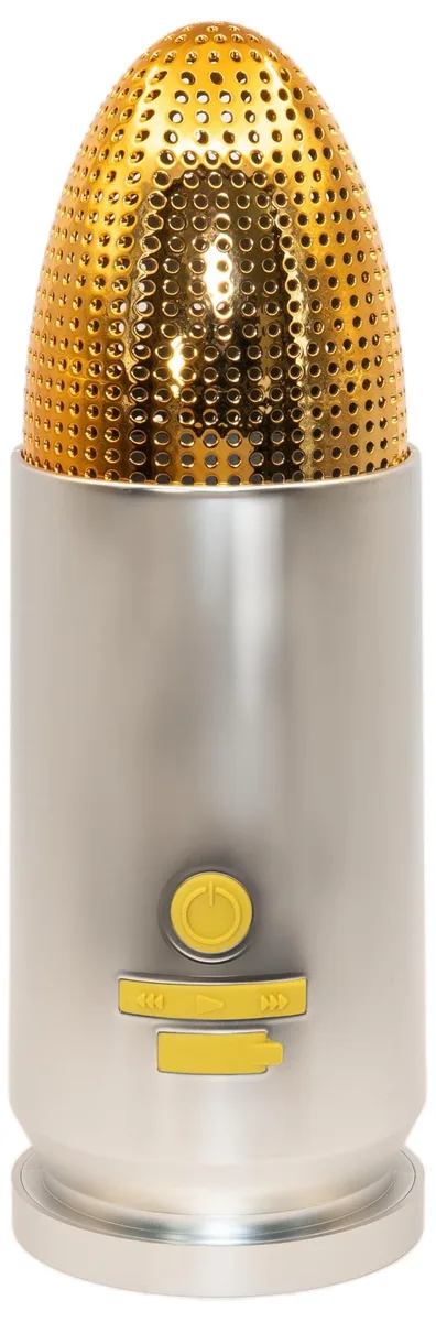 Barrow Mods Barrow Mods 9mm Bullet Bluetooth 5.0 Speaker Silver 2 in 1 accessory — product photo