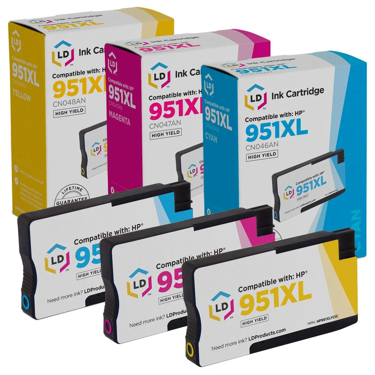 LD Products LD Products Compatible HP 951XL High Yield Ink Cartridges 3-Pack Cyan Magenta Yellow — product photo