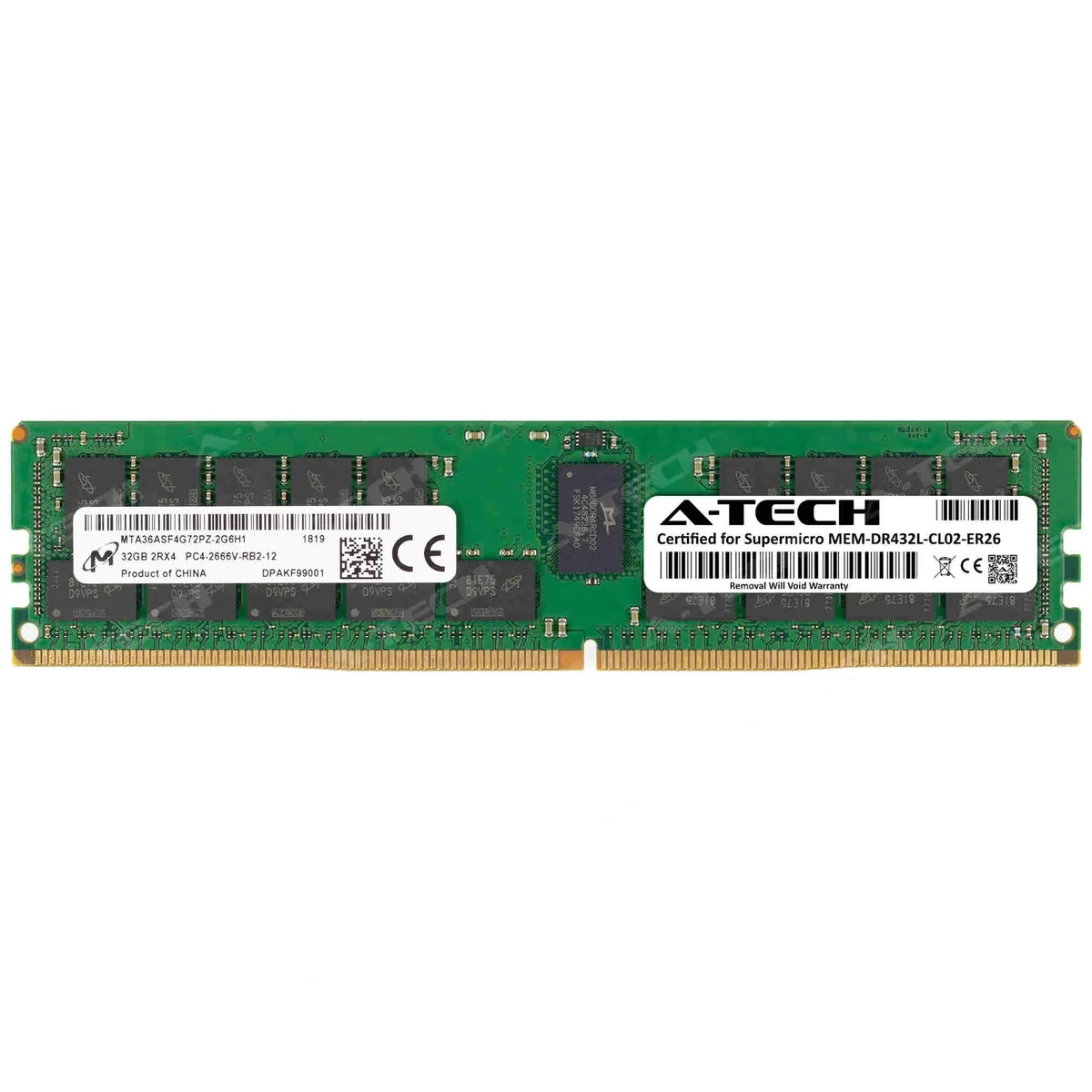 A-Tech A-Tech Supermicro Certified 32GB DDR4 2666 ECC RDIMM 2Rx4 — product photo