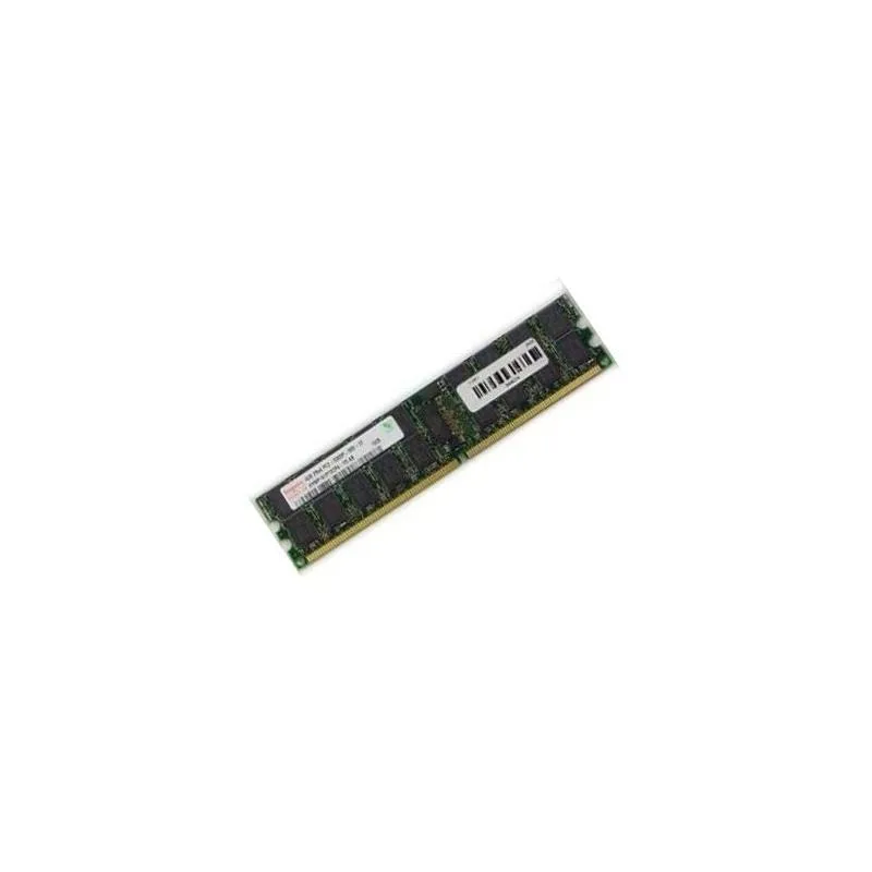 Green rectangular circuit board with gold edge connectors and black memory chips