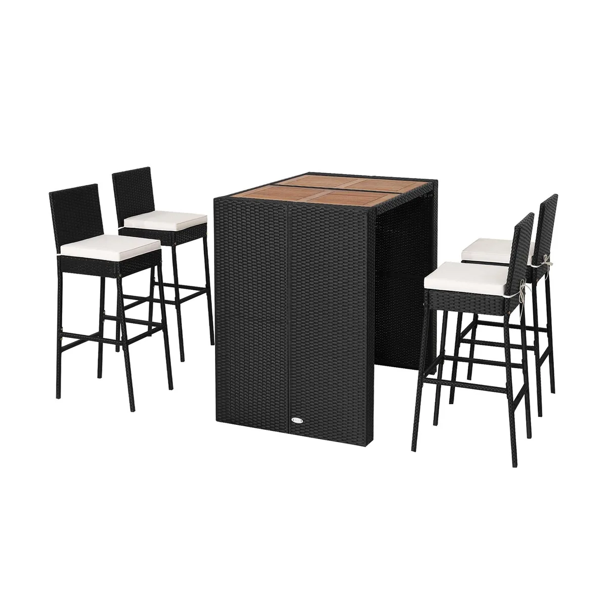 SlickBlue SlickBlue 5 Piece Patio Acacia Wood Dining Set Off White — product photo