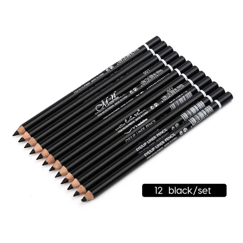 DAXINQI DAXINQI 12 Pcs Eye Shadow Lip Eyebrow Eyeliner Pencil Set Black — product photo