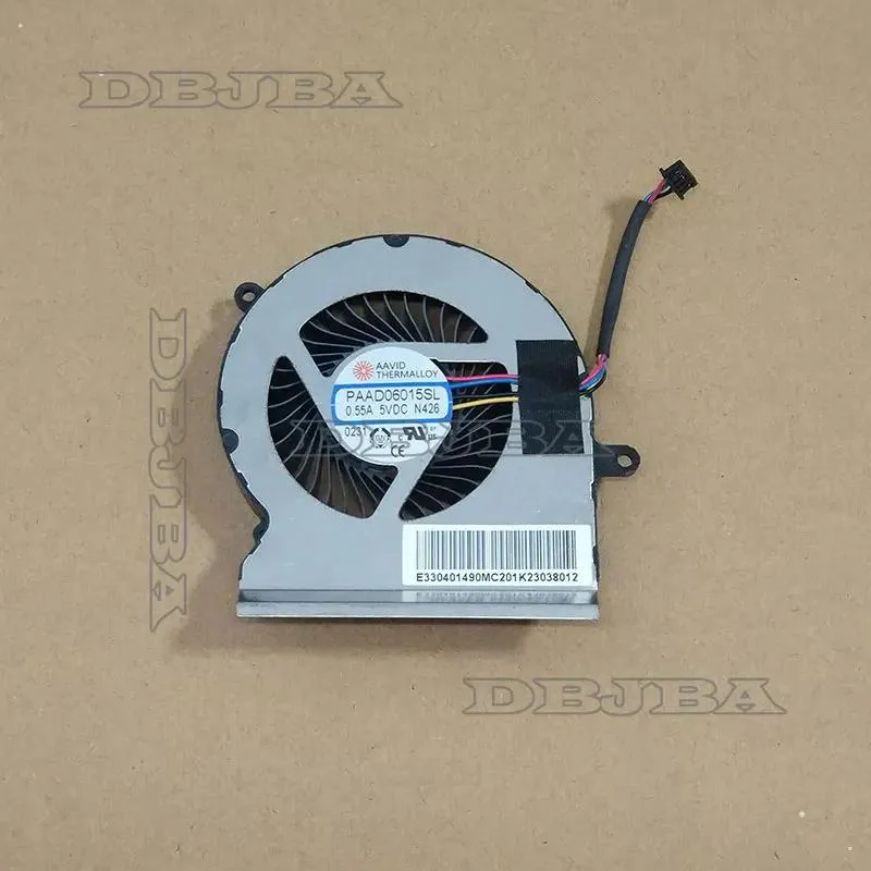 Small black laptop GPU cooling fan with plastic housing and wire connector