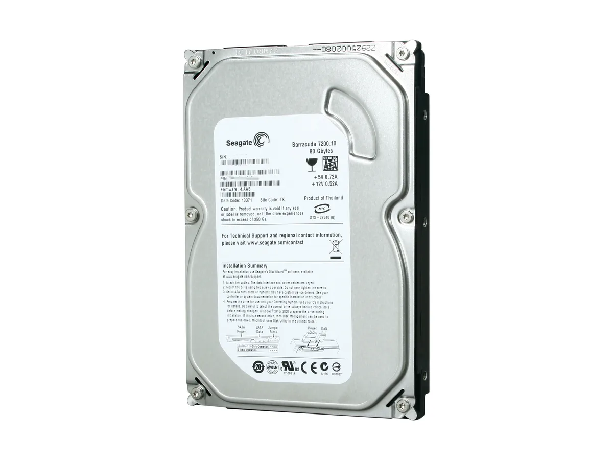 Seagate Seagate BarraCuda 7200.10 ST380815AS 80GB 7200 RPM 8MB SATA 3.0Gb/s 3.5" internal hard drive — product photo