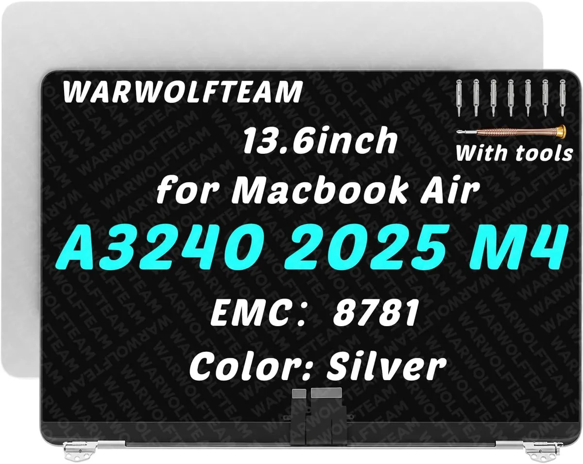 NUOLAISUN NUOLAISUN 13.6in 2560 x 1664 LCD Screen Assembly for MacBook Air A3240 EMC 8781 Silver — product photo