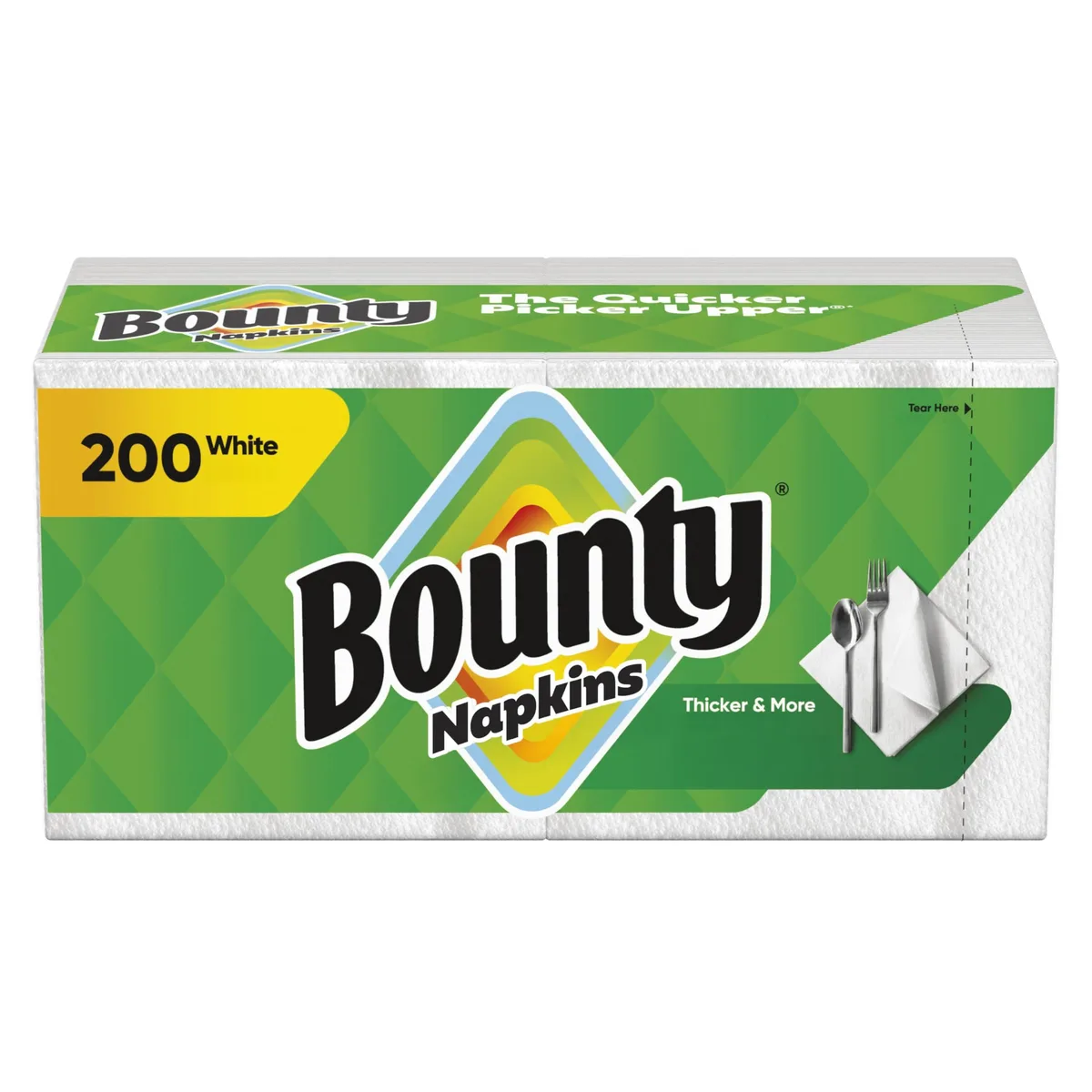Stack of 200 white quilted paper napkins in rectangular pack
