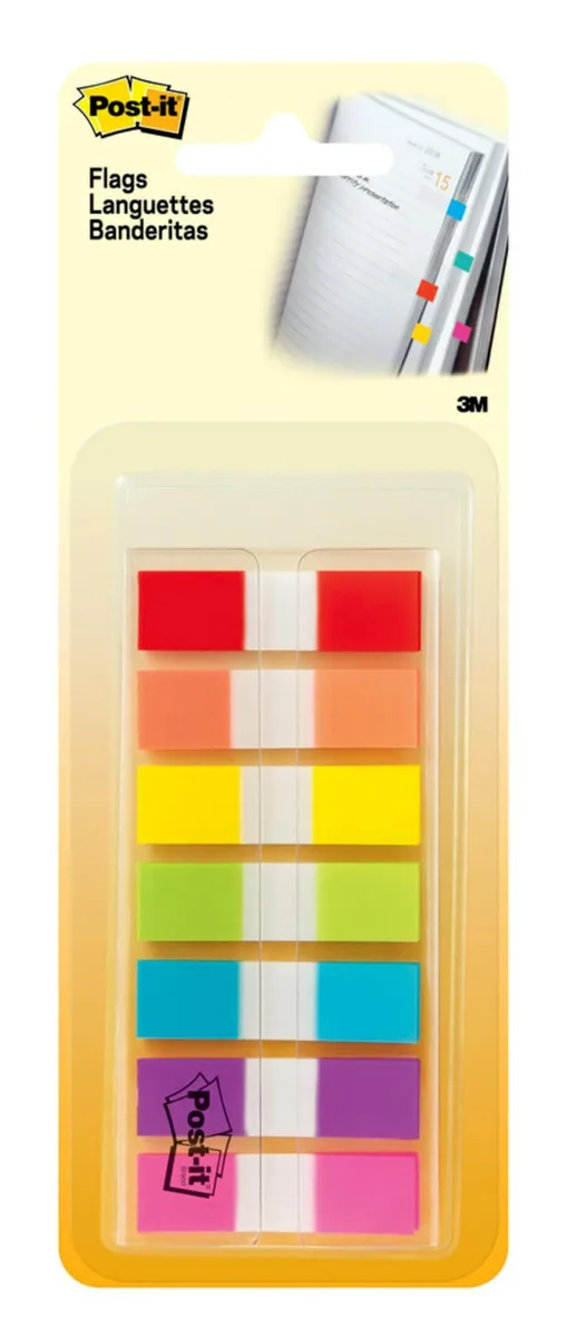 Slim dispenser holding 190 assorted colour flags