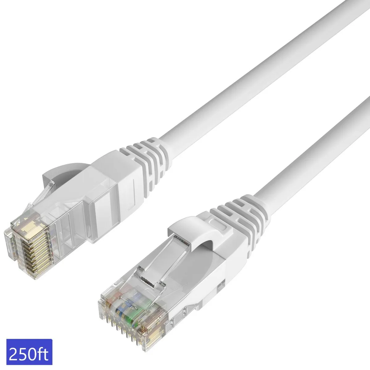 QualGear QualGear Cat 6 RJ45 Ethernet Patch Cable 250 ft White Shielded — product photo