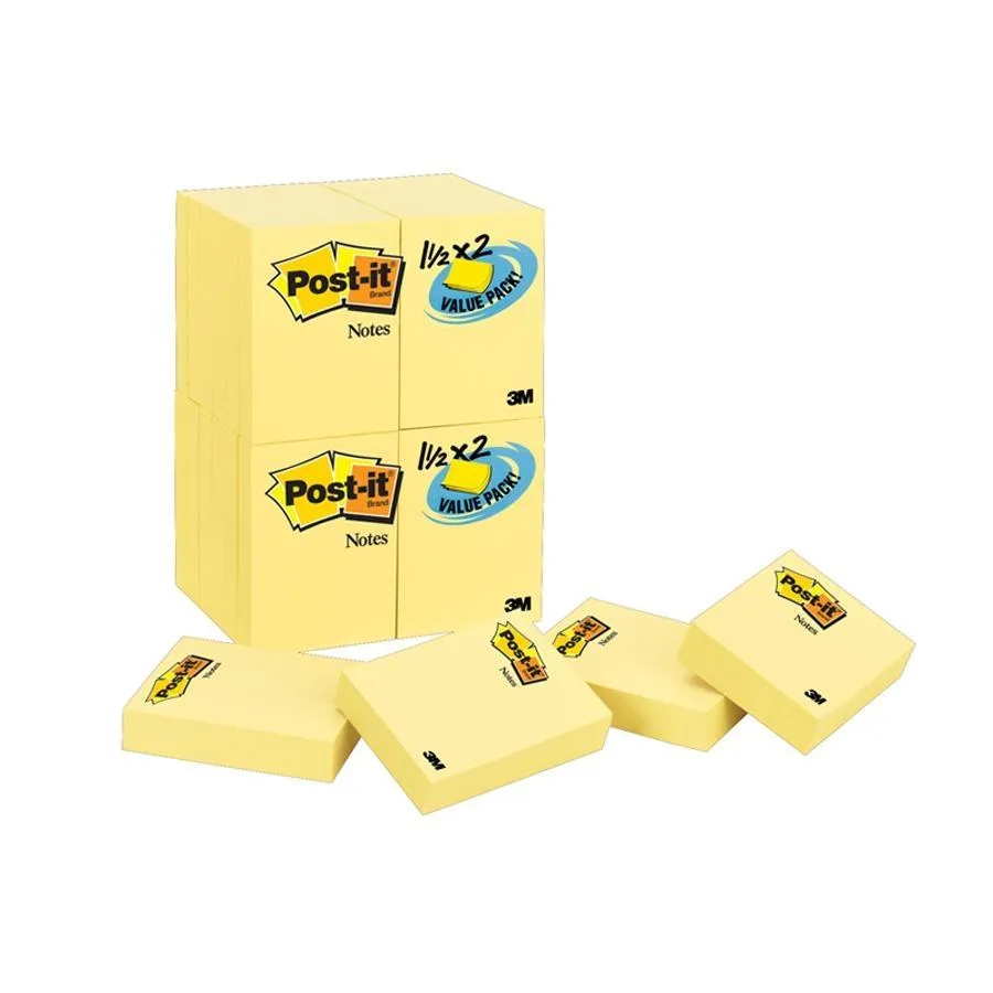 24 square canary yellow sticky note pads in a value pack