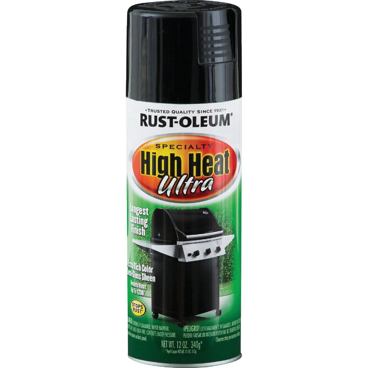 Rust-Oleum Rust-Oleum High Heat Spray Paint Semi-Gloss Ultra Black 12 Oz 241169 — product photo