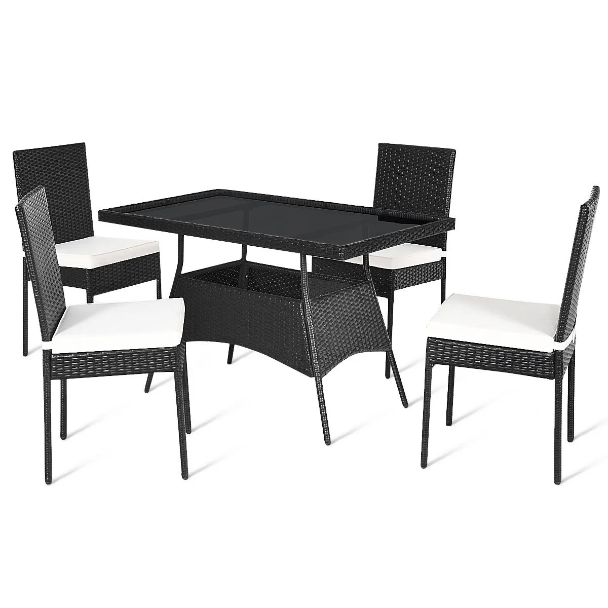 SlickBlue SlickBlue 5-Piece Rattan Dining Set Black 47" Table 4 Chairs — product photo