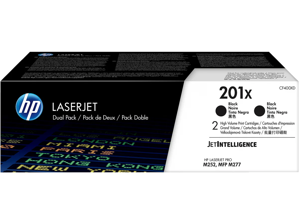 HP HP CF400XD 201X 2-pack High Yield Black Toner Cartridges — product photo