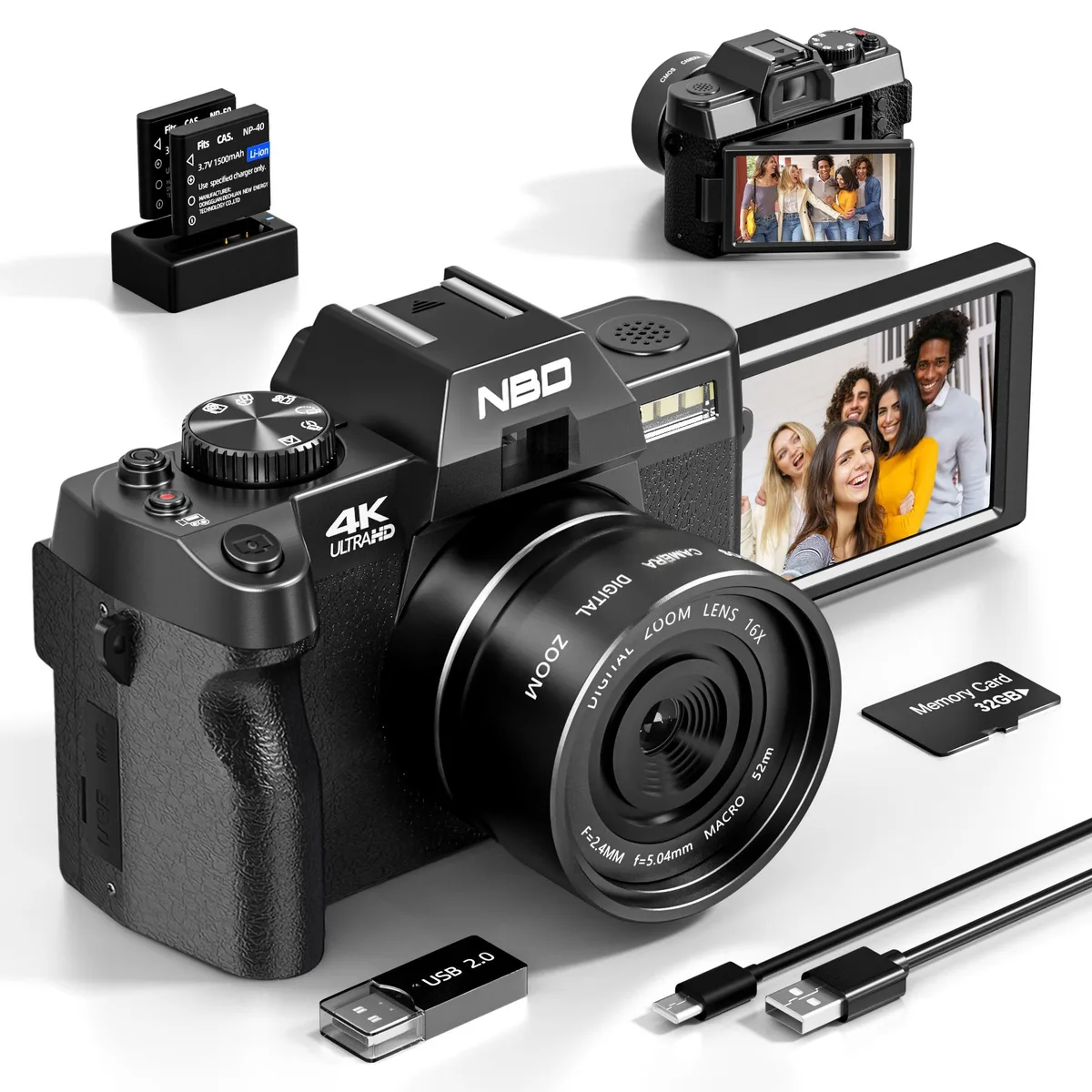 G-Anica G-Anica 48MP 4K Shoot Camera 16X Zoom 32GB Black — product photo