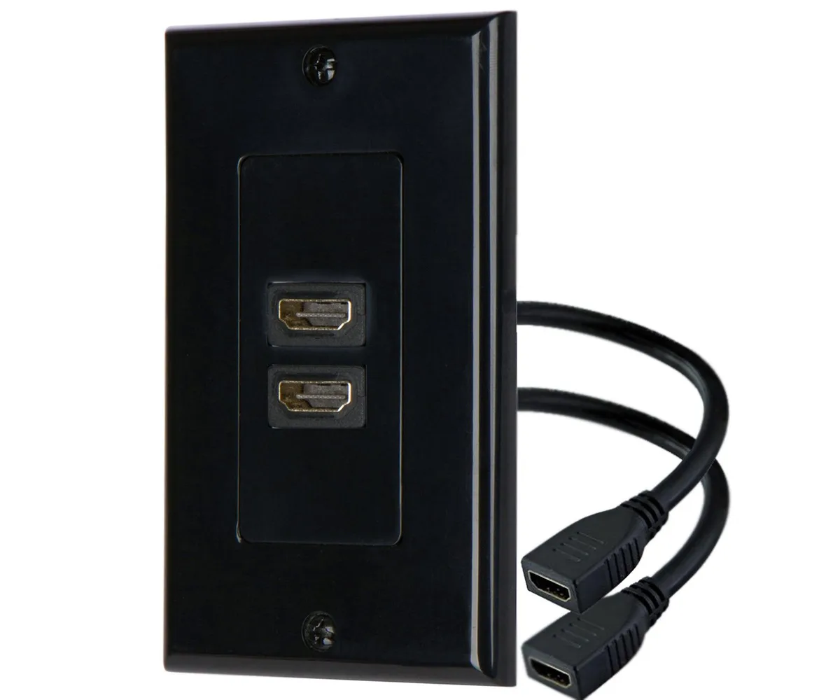 iMBAPrice iMBAPrice HDMI Pigtail Wall Plate Dual Port Black — product photo