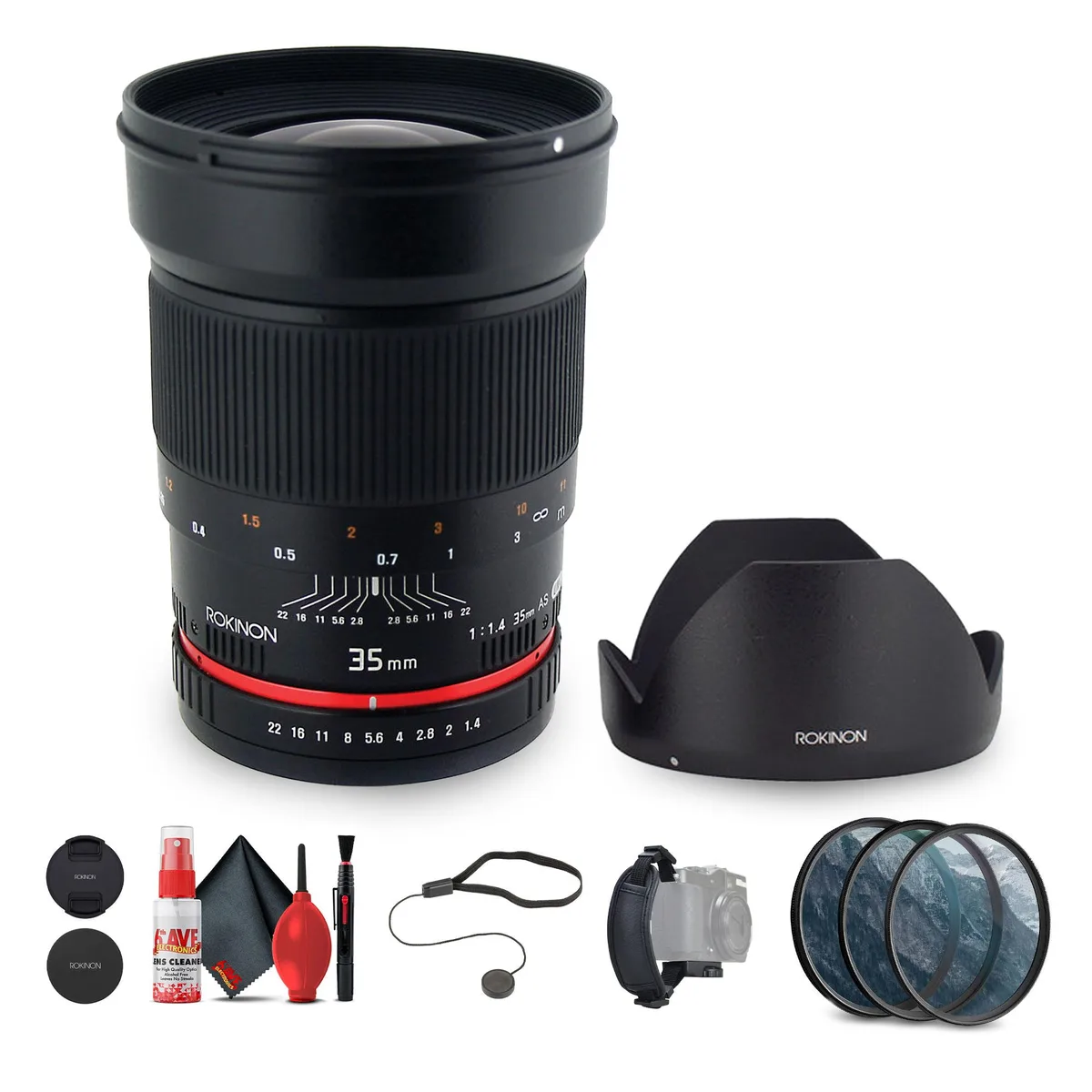 Rokinon Rokinon 35mm f/1.4 Wide-Angle Prime for Olympus 4/3 Bundle — product photo