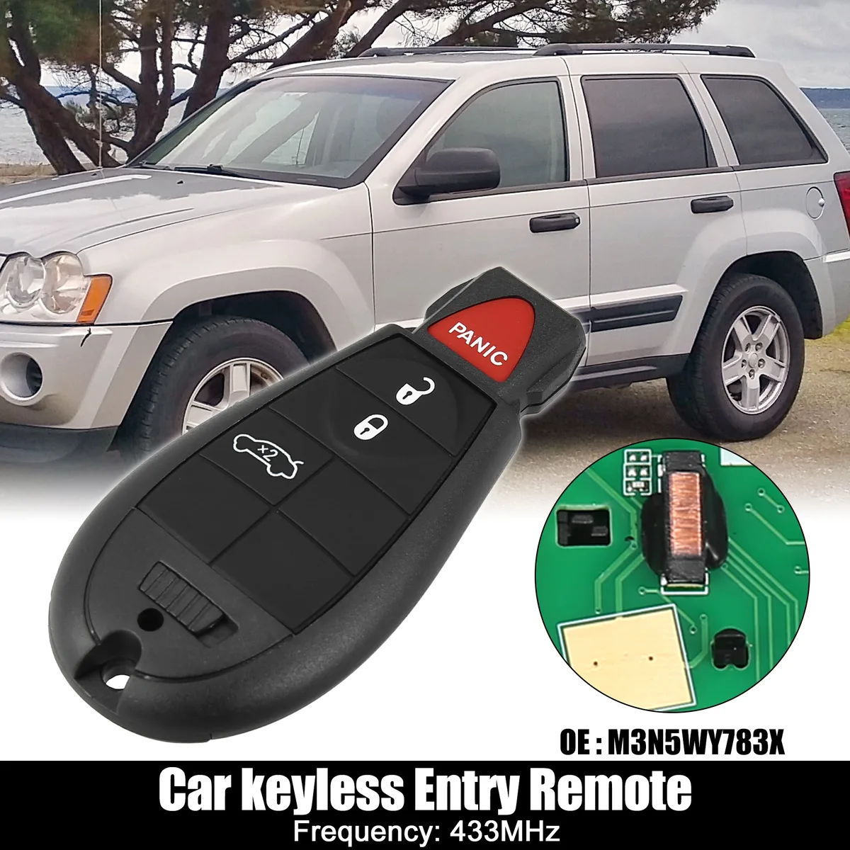 Unique-Bargains Unique-Bargains Replacement Key Fob M3N5WY783X 433MHz 4 Button with Door Key — product photo