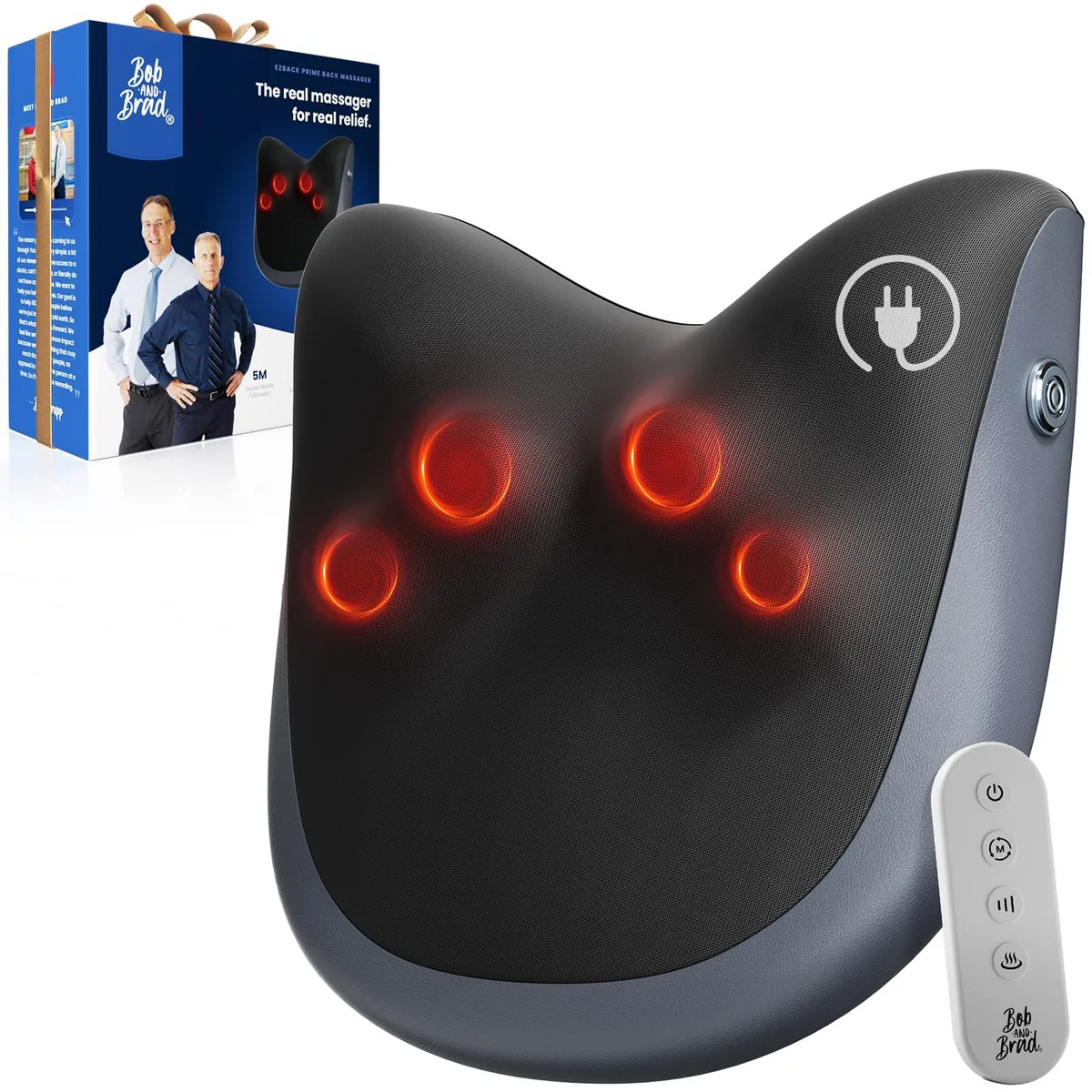 Grey and black massage pillow with elastic strap, corded electric, 29 x 13 x 31 cm, 1.9 kg