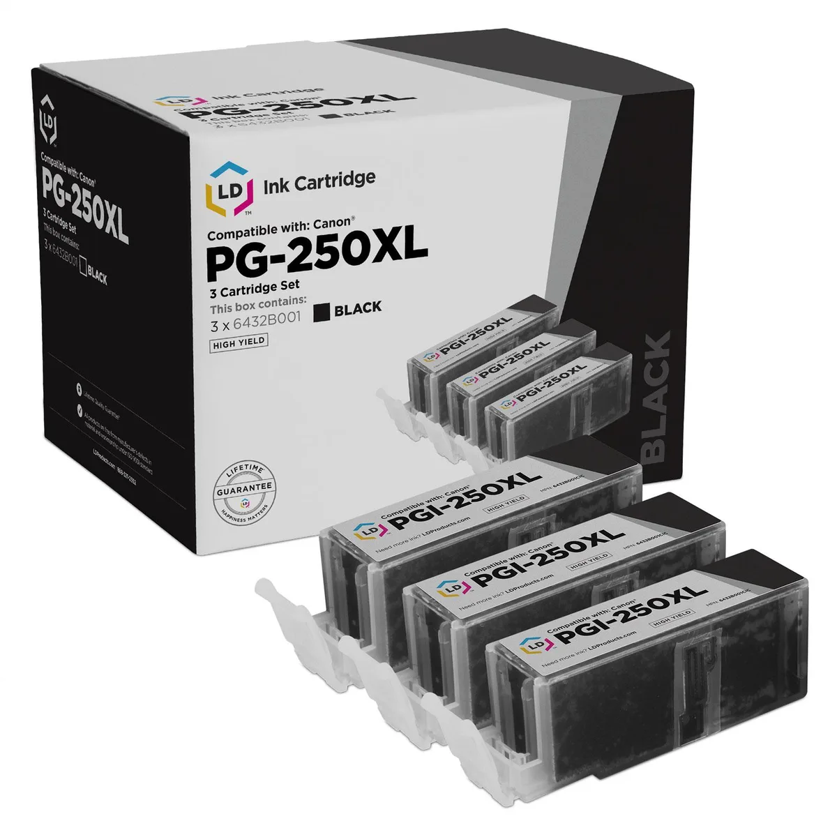 LD Products LD Products Compatible Ink Cartridge for Canon PGI-250XL Pigment Black 3-Pack — product photo