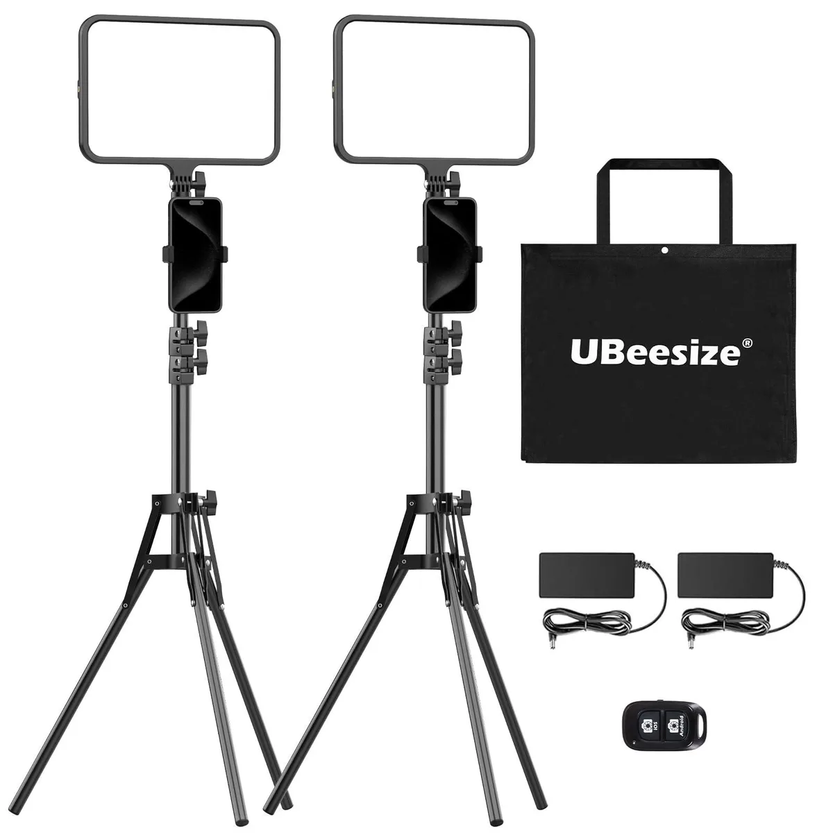  UBeesize UB-2FZJ13BK 2-Pack 13" LED Video Lights with 65" Tripods — product photo
