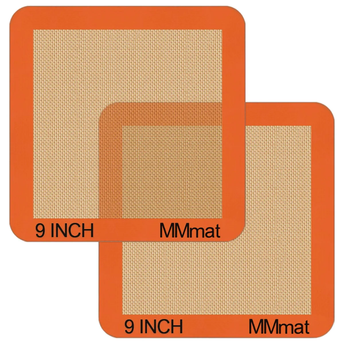 Two orange silicone baking mats 11.6 by 16.5 inches 0.75mm thick