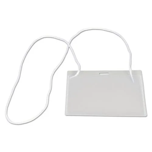 Universal Universal 56005 Clear Badge Holders with Neck Lanyards 3 x 4 White Inserts 100 per Box — product photo