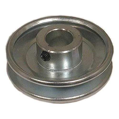 Metal V-belt pulley with central bore and keyway slot
