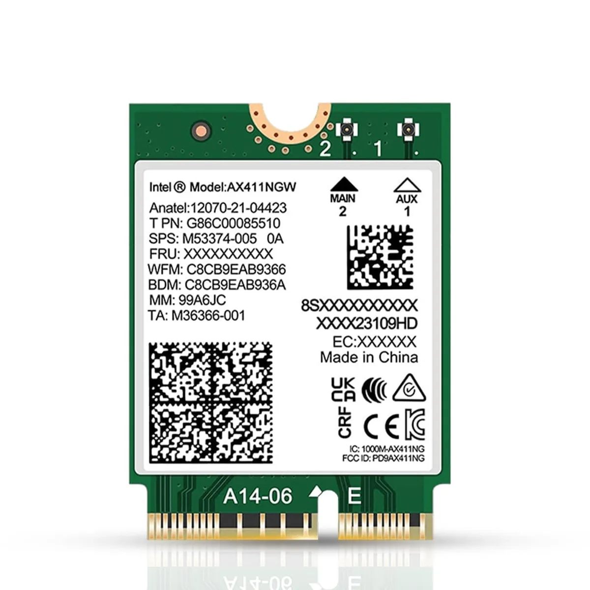 Intel Intel AX411 Wi-Fi 6E Tri-Band M.2 2230 Wi-Fi adapter — product photo