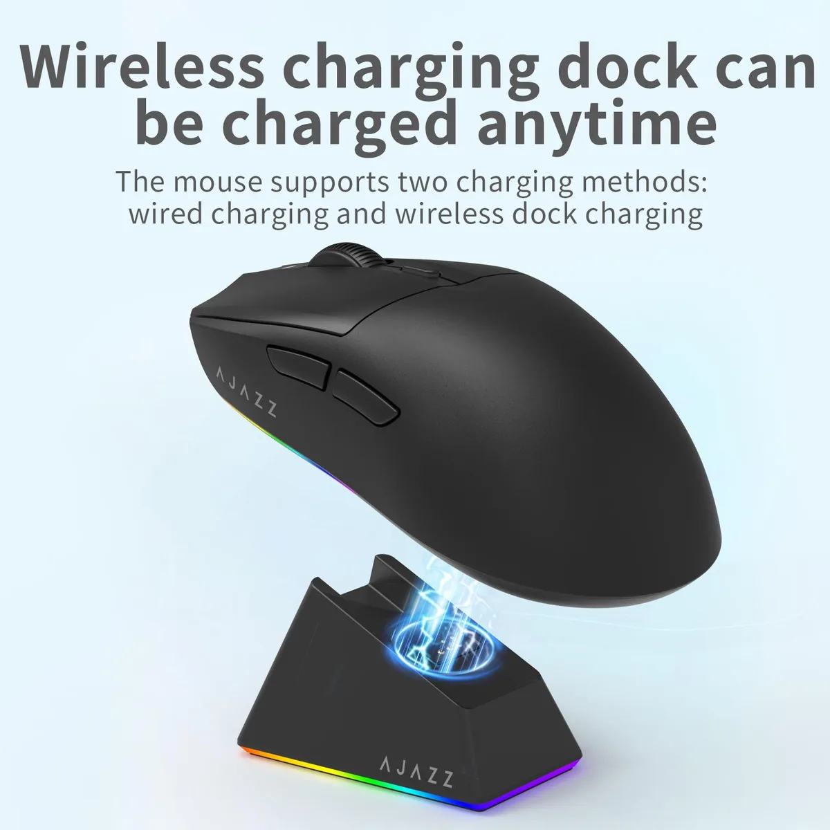 A-jazz A-jazz AJ139 V2 MC Gaming Mouse 66g PAW3311 12000 DPI 1000 Hz 500mAh Charging Base — product photo