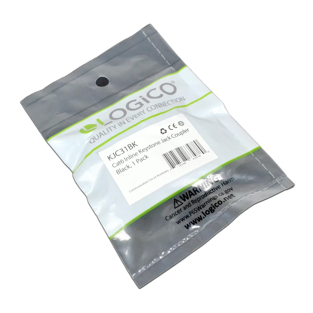 Logico Logico Cat6/Cat5e Inline Coupler Keystone Jack RJ45 Female to Female Black 50 pack — product photo