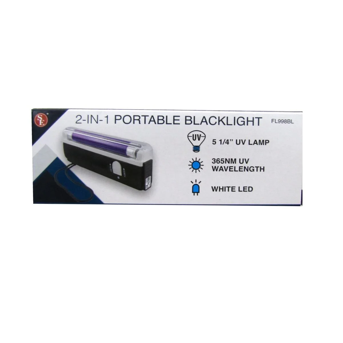 Handheld 2-in-1 LED UV flashlight black finish
