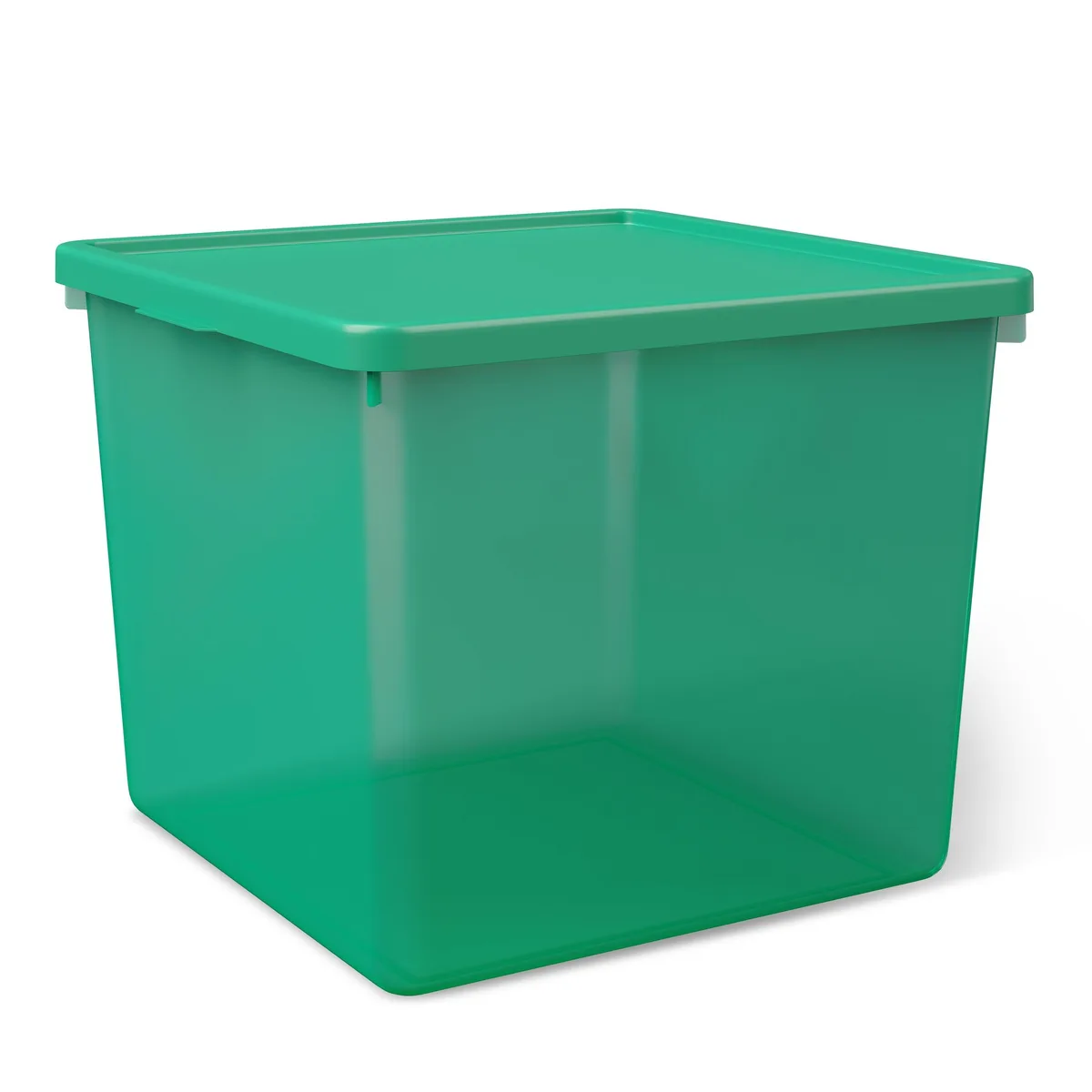 None Continuous None Continuous Green Stackable Plastic Storage Bin 12.5x12x9.5 in 15 lb — product photo